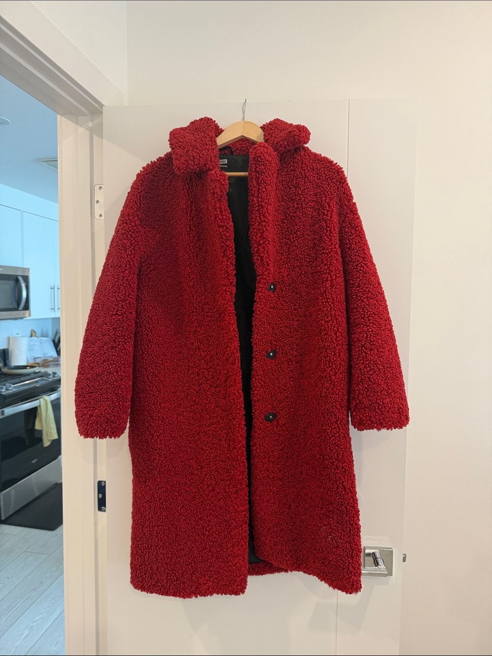 Cozy Red Long Teddy Coat